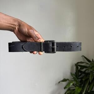 Vintage unisex Black and silver Minimaliste leather belt size 42/105